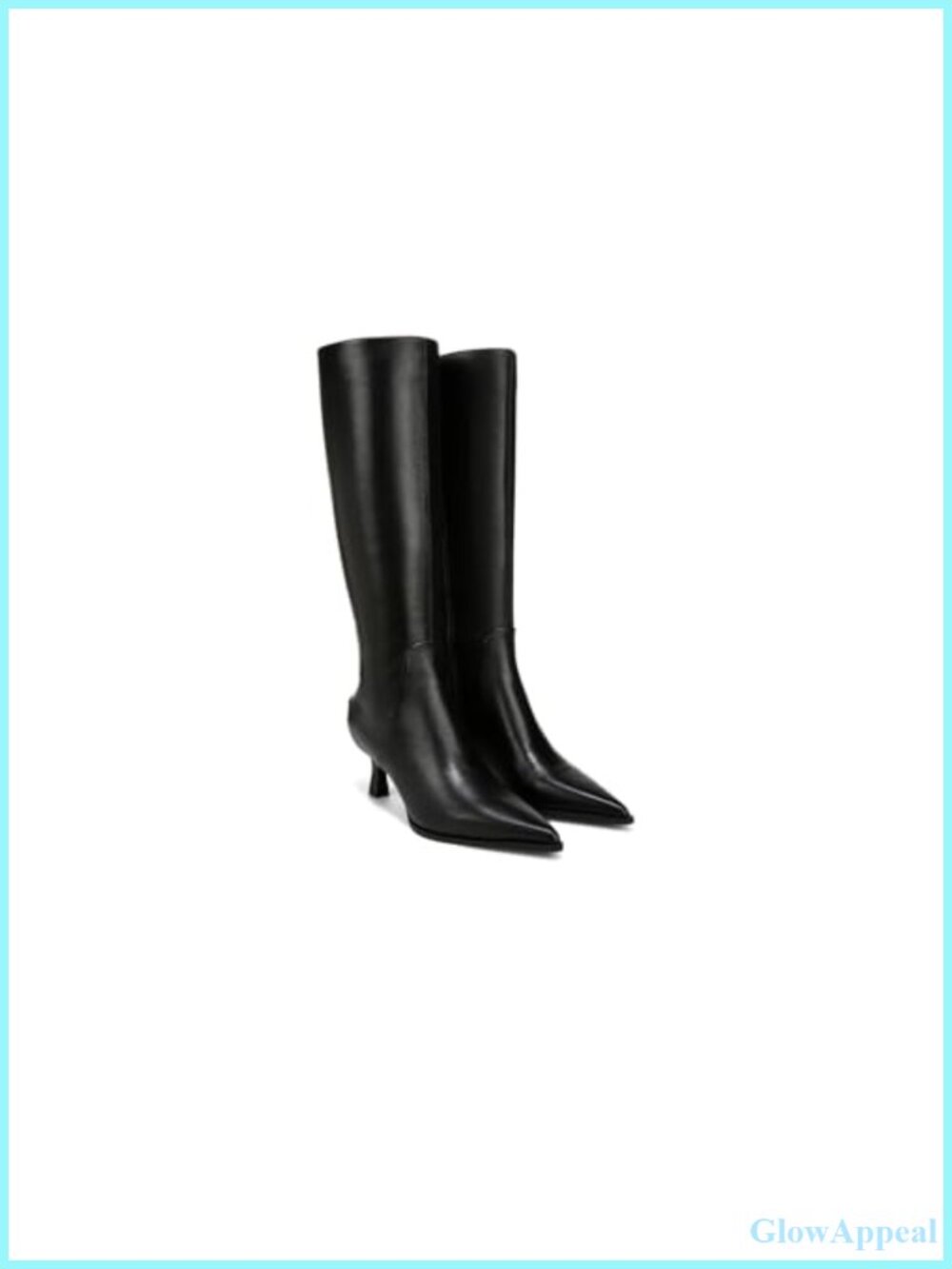 Pointed Toe Kitten Heel Knee High Boots Zip Closure